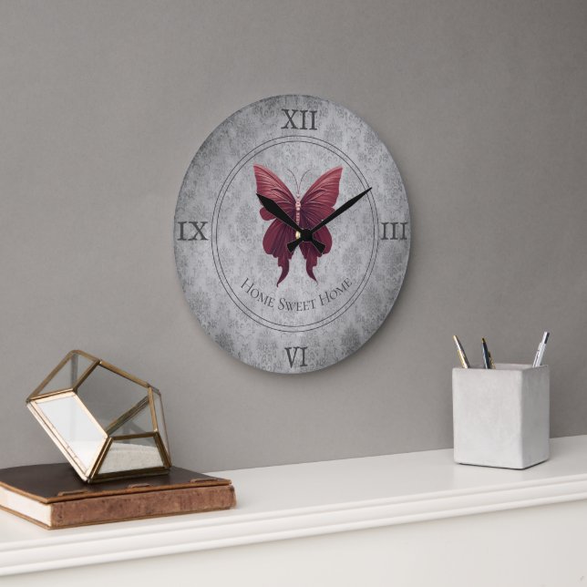 Red Jeweled Butterfly Stor Klocka (Kontor)