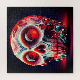 Red Jeweled Geode Skull Pussel