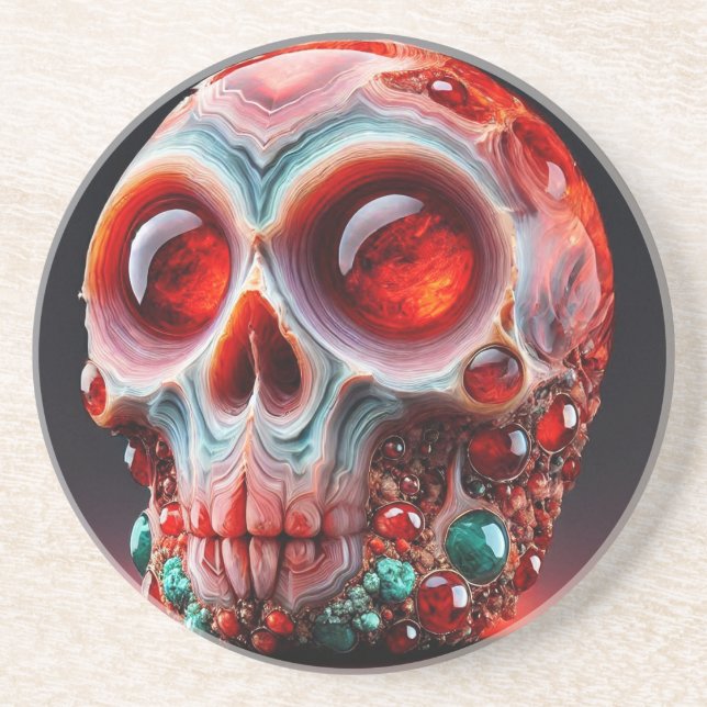 Red Jeweled Geode Skull Underlägg (Framsidan)