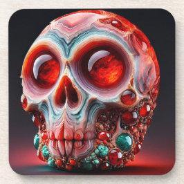 Red Jeweled Geode Skull Underlägg