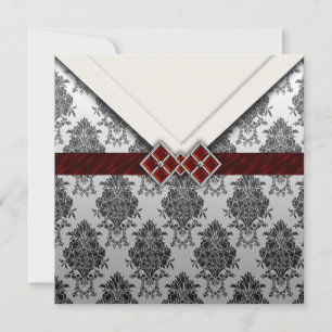 Red Jeweled look Goth Damask Inbjudningar