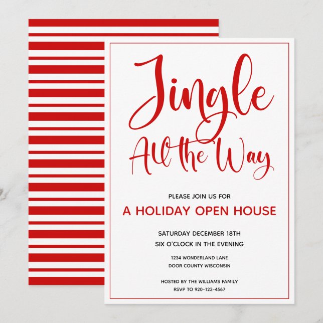 Red Jingle hela Julfesten Inbjudningar (Fram/baksida)