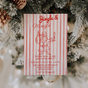 Red Jingle & Mingle jul Jultomten Party Inbjudningar
