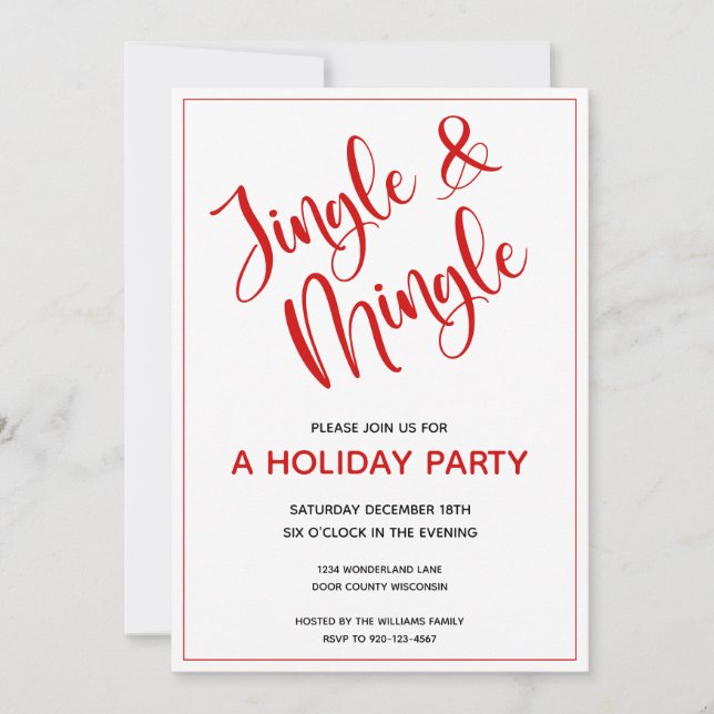 Red Jingle och Mingle jul Party Inbjudningar (Framsida)