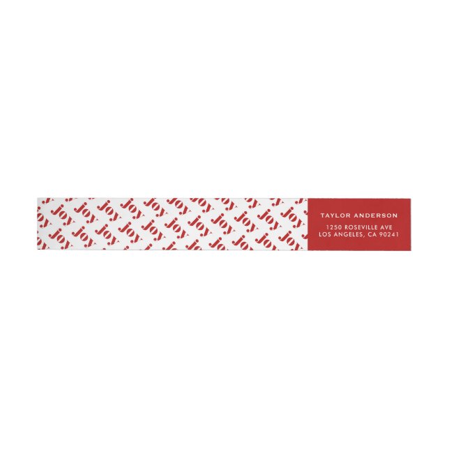 Red JOY Bold Typography Modern jul Etikettband (Individual)