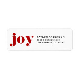 Red JOY Bold Typography Modern jul Returadress Etikett