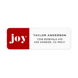 Red JOY Bold Typography Modern jul Returadress Etikett