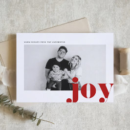 Red JOY Bold Typography Modern Photo Jul Helgkort