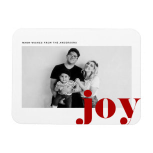 Red Joy Bold Typography Modern Photo Jul Magnet