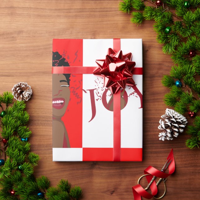 Red Joy Confetti Gift Wrap Presentpapper (Julgåva)