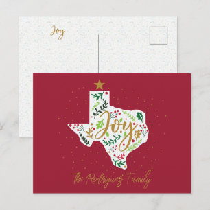 Red Joy Helgdag Löv Texas Shape Vykort