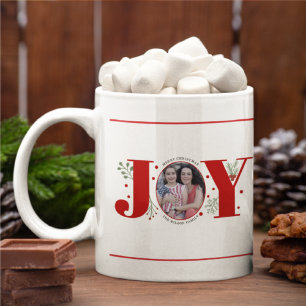 Red Joy med julfoto på bär Kaffemugg