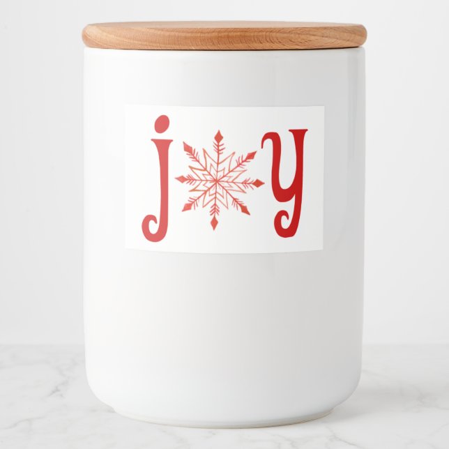 Red Joy med Snowflake-etikett Mat Etiketter (Framsida)
