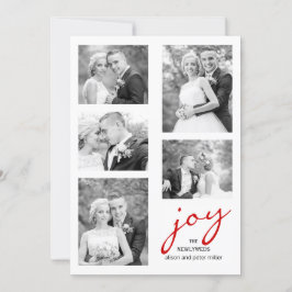 Red joy newlyweds elegant fotocollage jul julkort