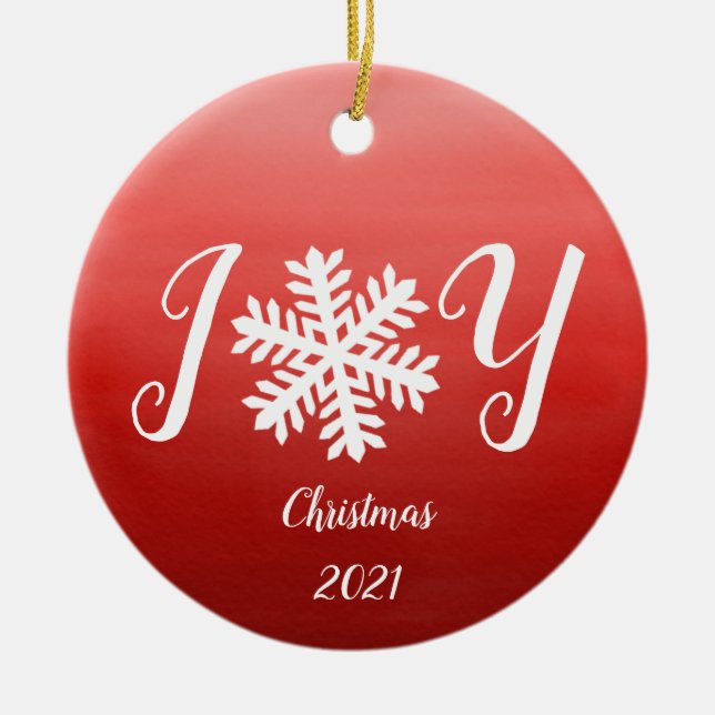 Red Joy Snowflake Ceramic Ornament (Framsidan)