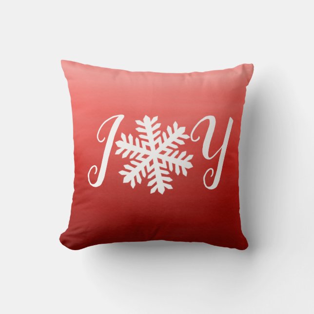 Red Joy Snowflake Dekorativ kudde (Framsida)