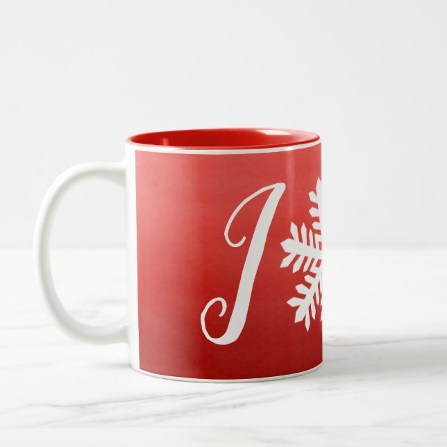 Red Joy Snowflake Två-Tonad Mugg (Vänster)