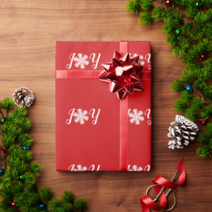 Red Joy Snowflake Wrapping Papper Presentpapper