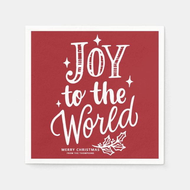 Red Joy to the World Lettering Christmas Pappersservett (Framsidan)