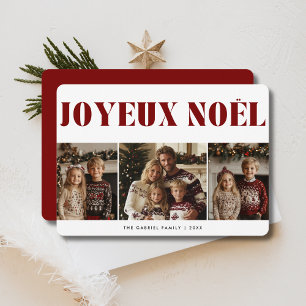 Red Joyeux Noël Fransk jul 3 Photo Kids Julkort