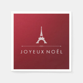 Red Joyeux Noel Fransk jul och Eiffel Torn Pappersservett