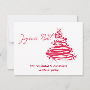 Red Joyeux Noël med Julgran Inbjudningar