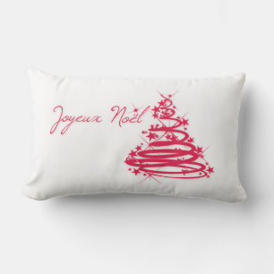 Red Joyeux Noël med Julgran Lumbarkudde