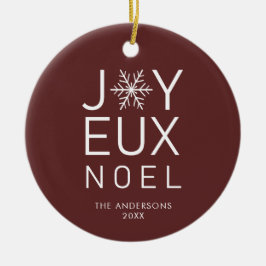 Red Joyeux Noel Modern Typography Helgdag Julgransprydnad Keramik