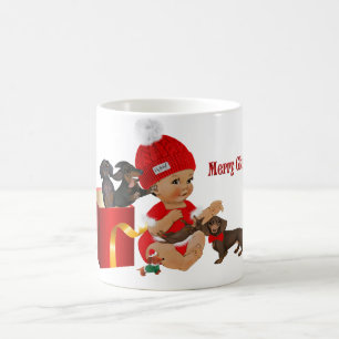 Red jul Baby Dachshund Surprise "Oh Baby" Kaffemugg