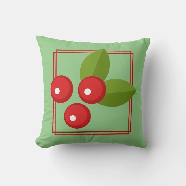 Red jul Berry Graphic Dekorativ kudde Customize (Framsida)