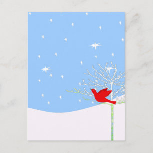 Red jul Bird Helg Vykort