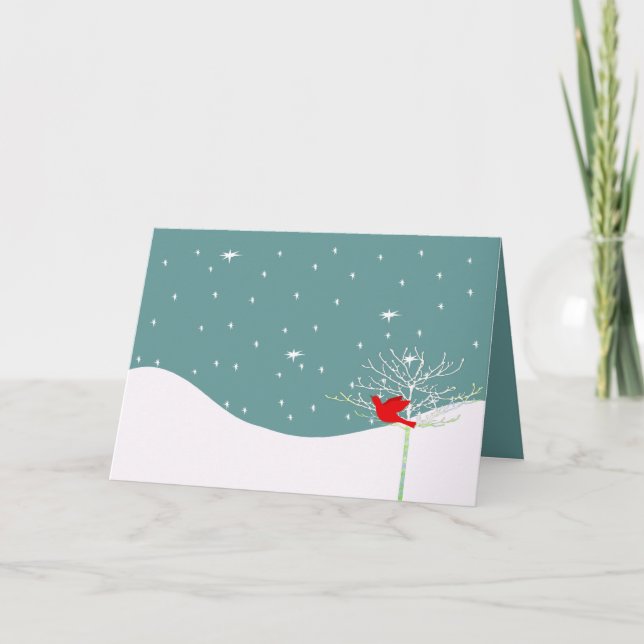 Red jul Bird Helgkort (Framsida)