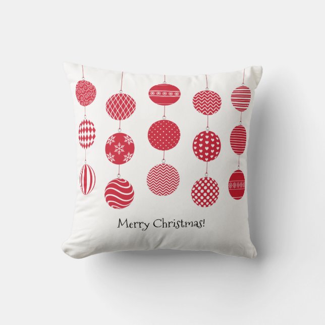 Red jul Bollar Pillow Kudde (Framsida)