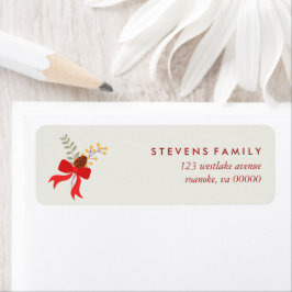Red jul Bows Returadress Etikett