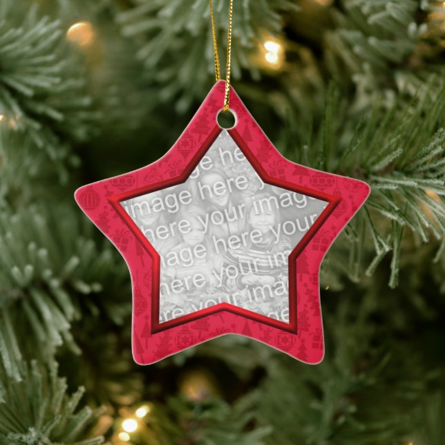 Red jul Decorative Star Photo Julgransprydnad Keramik (Träd)