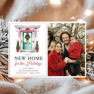 Red jul Door New Home Photo Helgdag Flytta Meddelande