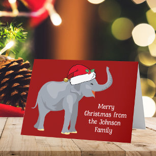 Red jul Elephant Cute Anpassningsbar Kids Helgkort
