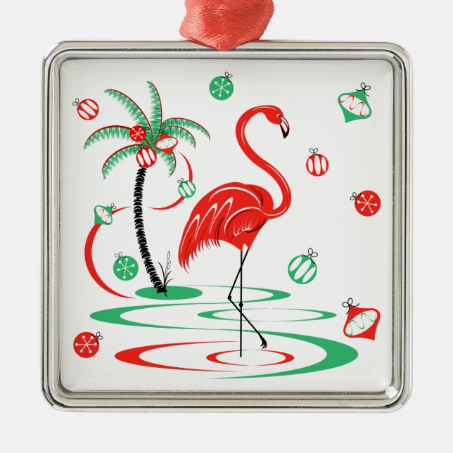 Red jul Flamingo Baubles2 Julgransprydnad Metall (Framsidan)