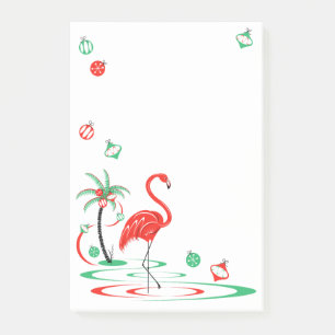 Red jul Flamingo Baubles porträtt Post-it Block