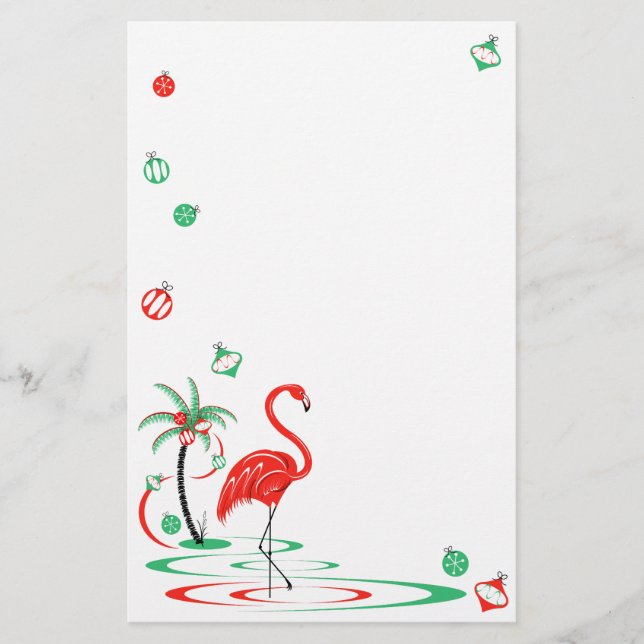Red jul Flamingo Baubles-skrivbordet Brevpapper (Framsida)