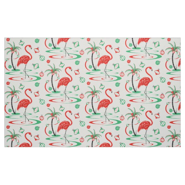 Red jul Flamingo Baubles stor mönster Tyg (Fat Quarter)