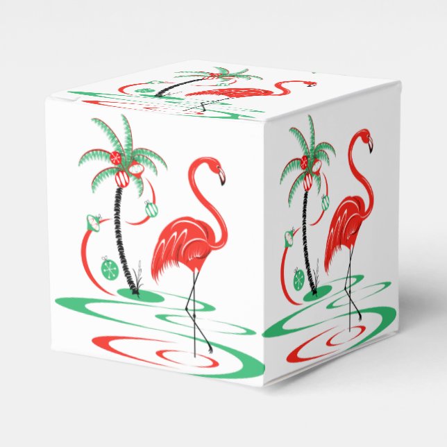 Red jul Flamingo favör box Classic Presentaskar (Framsidan Sidan)