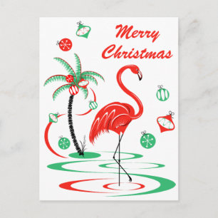 Red jul Flamingo God jul porträtt Helg Vykort