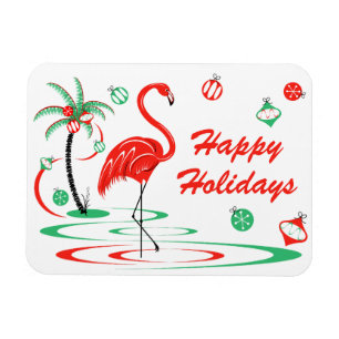 Red jul Flamingo Helgdagar vågrät Magnet