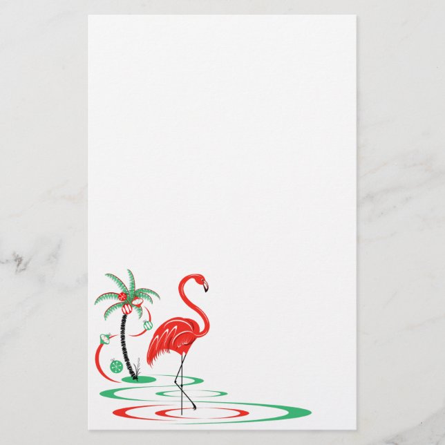 Red jul Flamingo-skrivbord Brevpapper (Framsida)