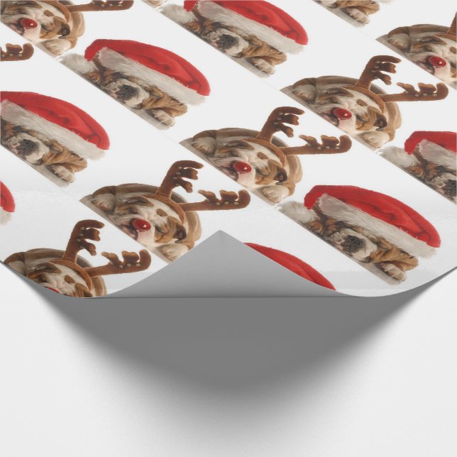 Red jul Helgdag Hundar Santa Reindeer Costume Presentpapper (Hörn)