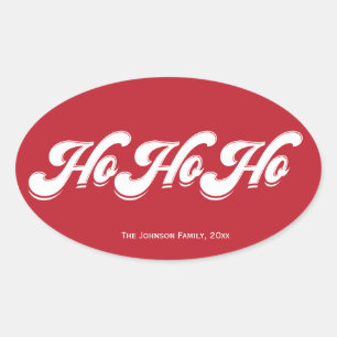 Red jul Ho Ho Ho Oval Stickers Ovalt Klistermärke