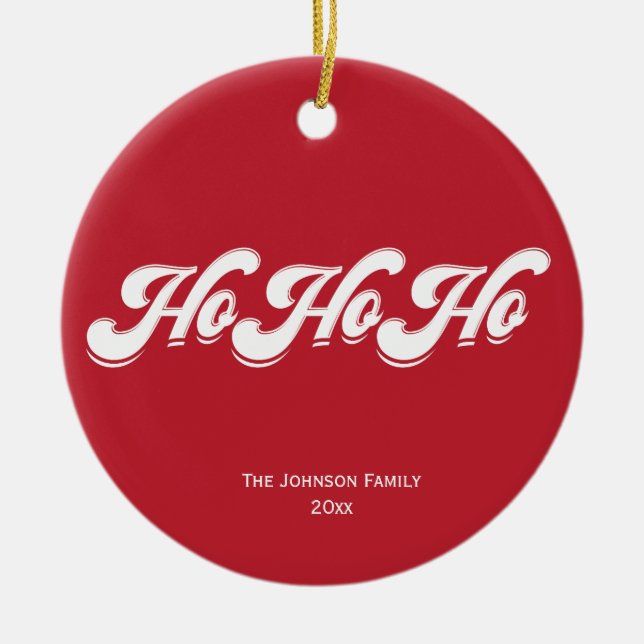 Red jul Ho Ho Ho Träd Ornament (Framsidan)