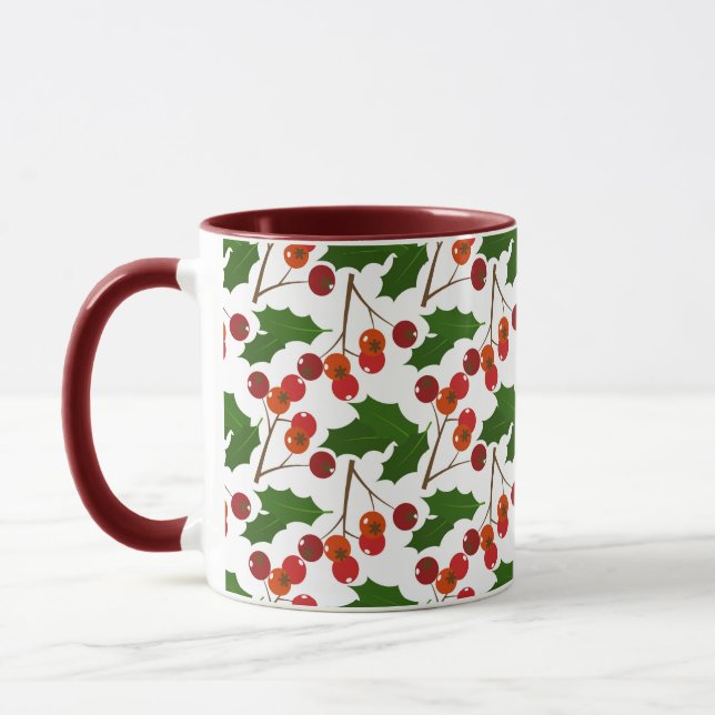 Red jul Holly Berries | HELGDAGAR Mugg (Vänster)