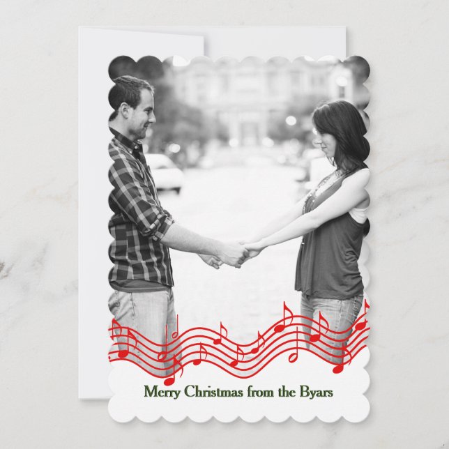 Red jul Music Photo Helgdag Card Julkort (Framsida)